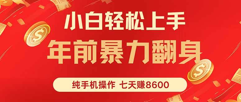 七天狂赚8600，小白纯手机操作，日入1000+