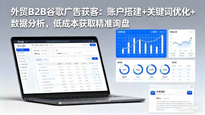 外贸B2B谷歌广告获客：账户搭建+关键词优化+数据分析，低成本获取精准询盘