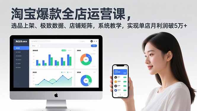 淘宝爆款全店运营课2.0，选品上架、极致数据、店铺矩阵，系统教学，实现单店月利润破5万+