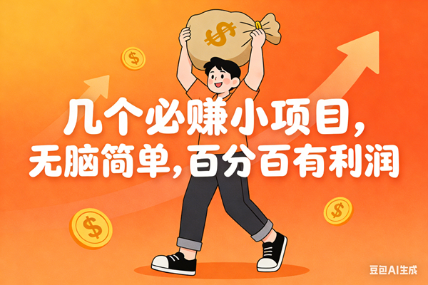 几个必赚小项目,无脑简单,百分百有利润,副业首选,日入200+