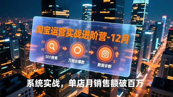 淘宝运营实战进阶营-12月:SEO搜索、万相台爆款、数据诊断,系统实战,单店月销售额破百万