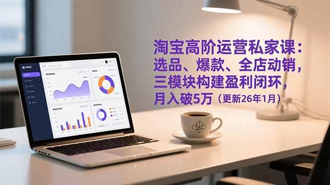 淘宝高阶运营私家课：选品、爆款、全店动销，三模块构建盈利闭环，月入破5万