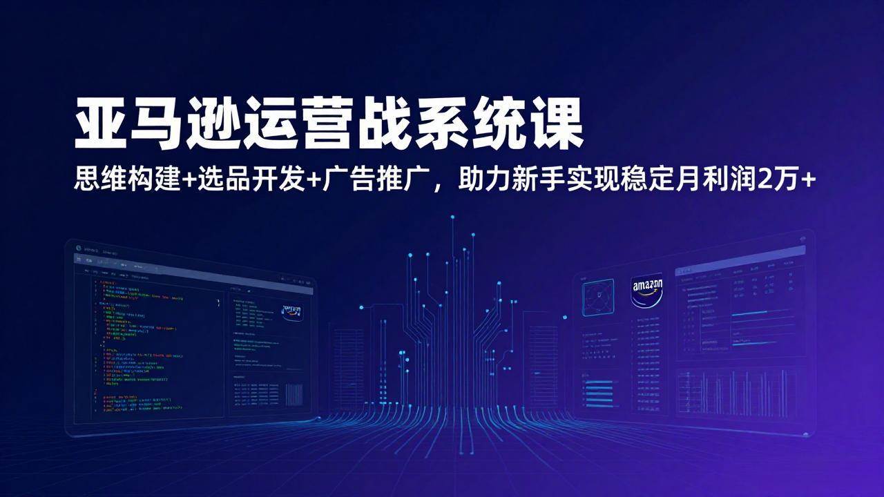 亚马逊运营实战系统课，思维构建+选品开发+广告推广，助力新手实现稳定月利润2万+