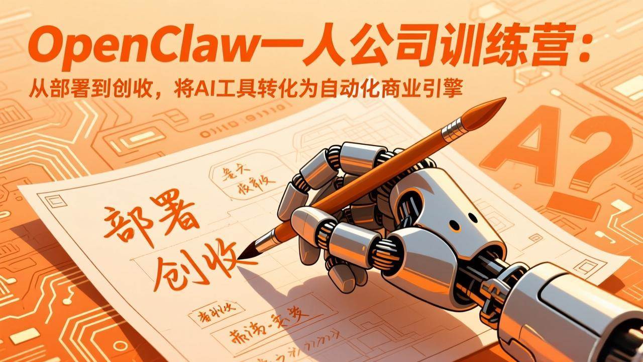 OpenClaw一人公司训练营：从部署到创收，将AI工具转化为自动化商业引擎