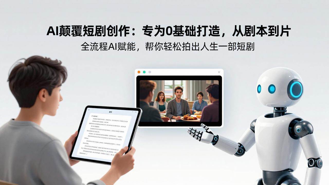 AI颠覆短剧创作：专为0基础打造，从剧本到成片全流程AI赋能，帮你轻松拍出人生第一部短剧
