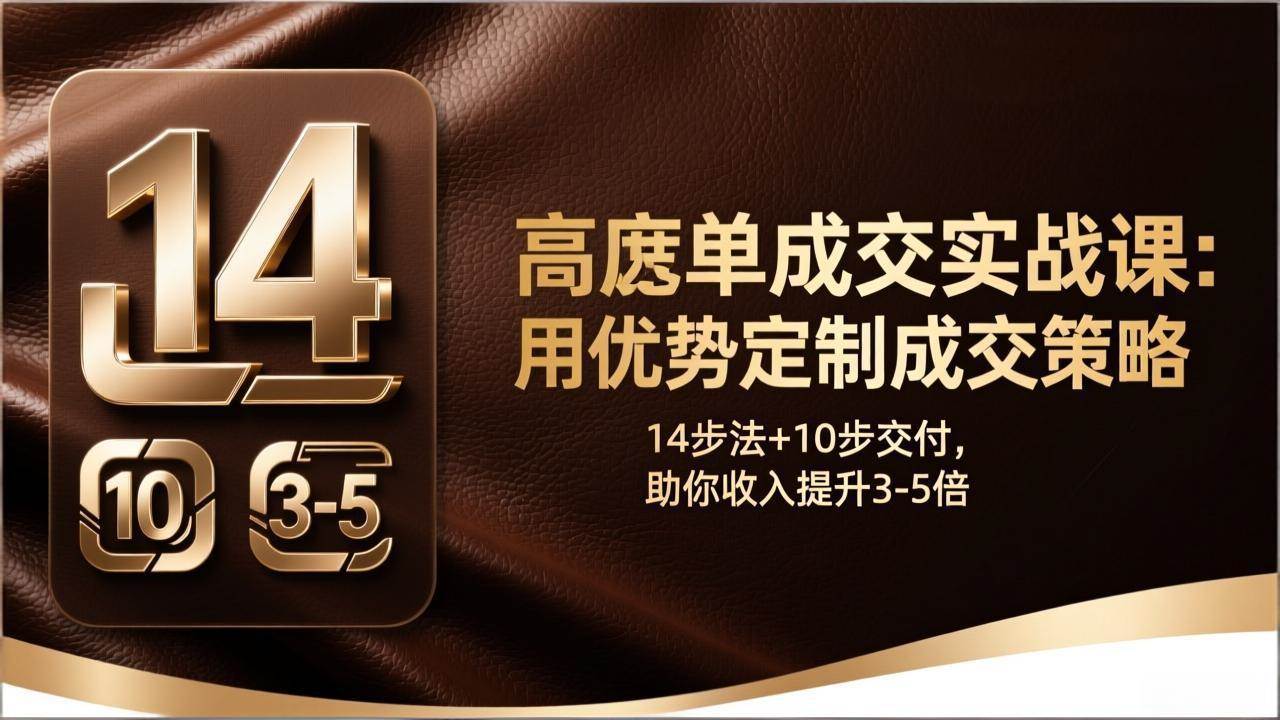 高客单成交实战课：用优势定制成交策略，14步法+10步交付，助你收入提升3-5倍