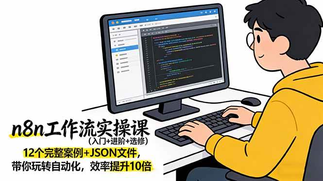 n8n工作流实操课12个完整案例+JSON文件，带你玩转自动化，效率提升10倍