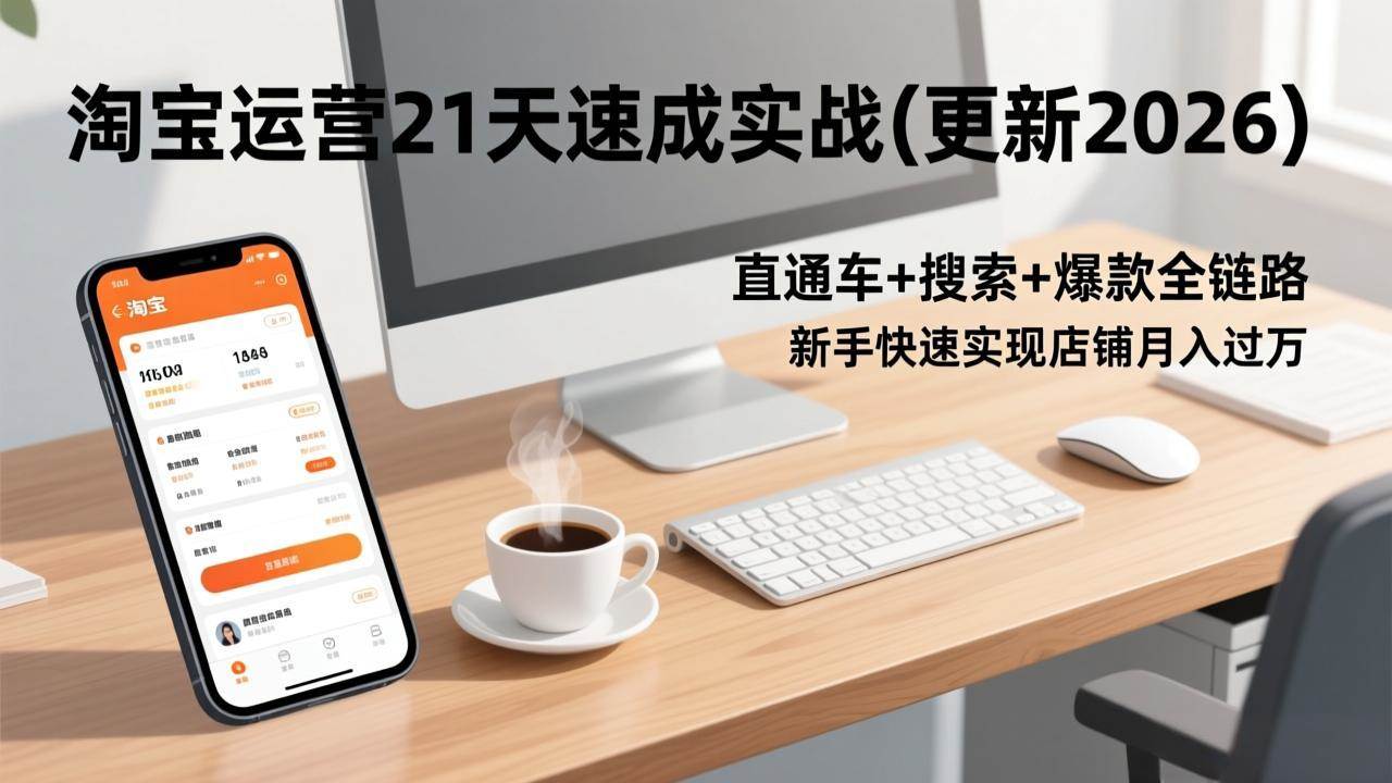 淘宝运营21天速成实战(更新3月)，直通车+搜索+爆款全链路，新手快速实现店铺月入过万