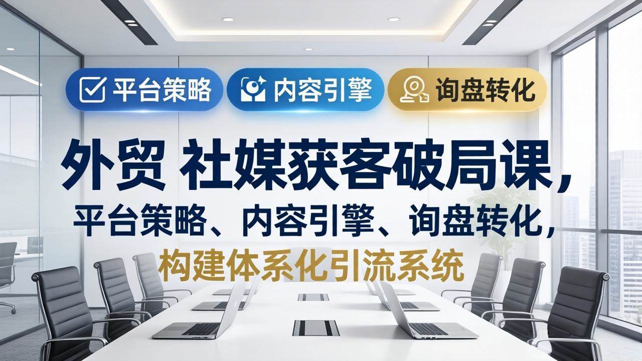 外贸 社媒获客破局课，平台策略、内容引擎、询盘转化，构建体系化引流系统