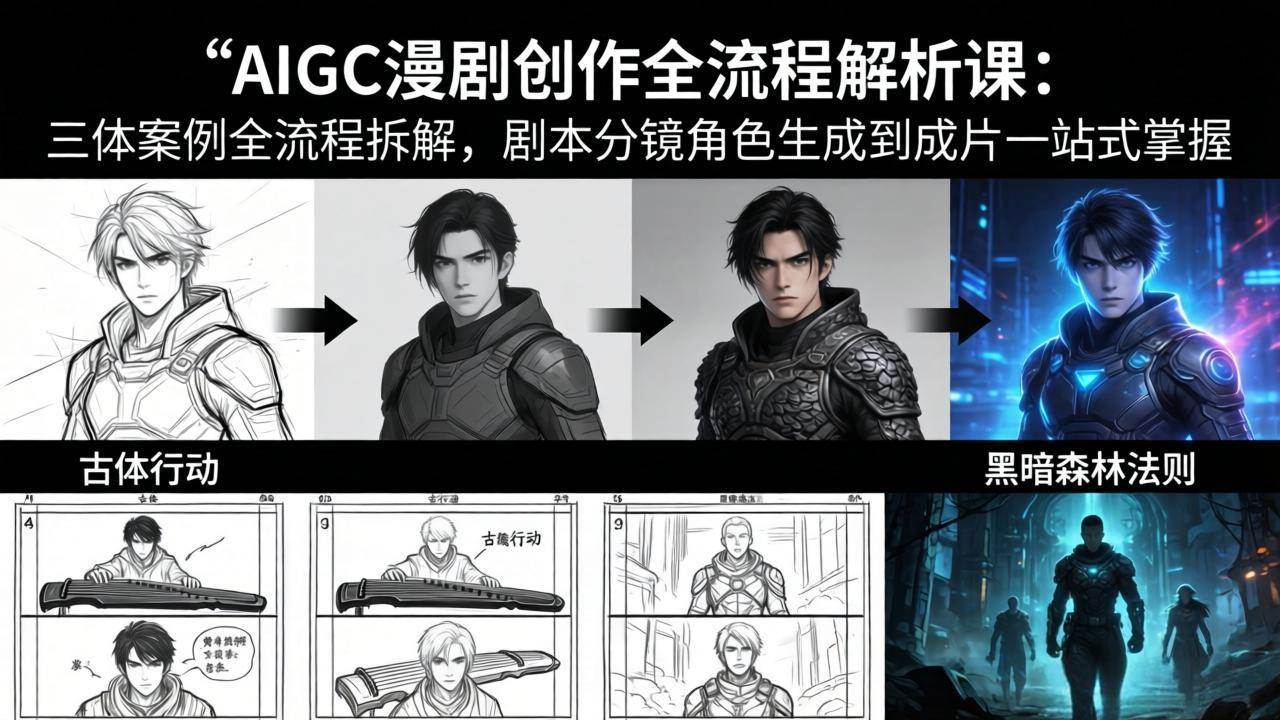 AIGC漫剧创作全流程解析课：三体案例全流程拆解，剧本分镜角色生成到成片一站式掌握