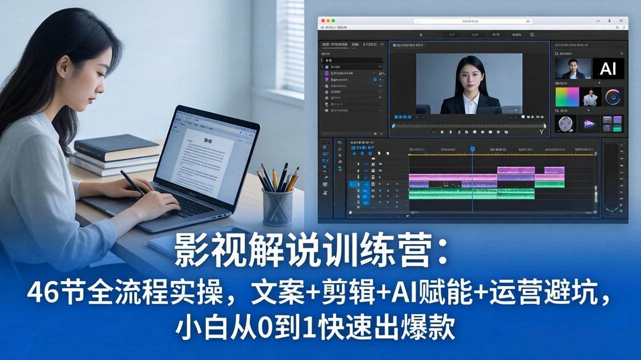 影视解说特训营:46节全流程实操,文案+剪辑+AI赋能+运营避坑,小白从0到1快速出爆款