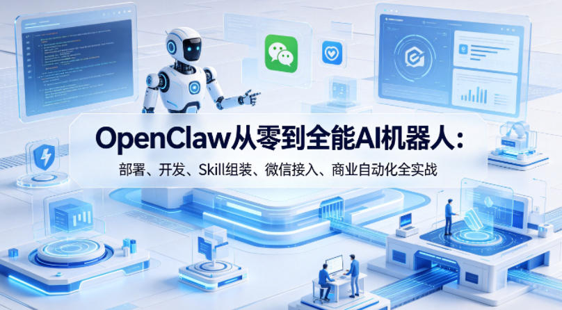 OpenClaw从零到全能AI机器人：部署、开发、Skill组装、微信接入、商业自动化全实战