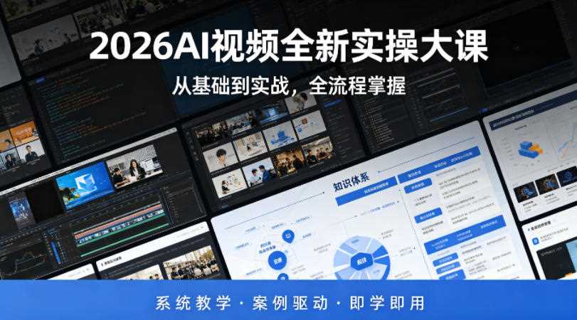 2026AI视频全新实操大课，从基础到实战，全流程掌握，系统教学·案例驱动·即学即用
