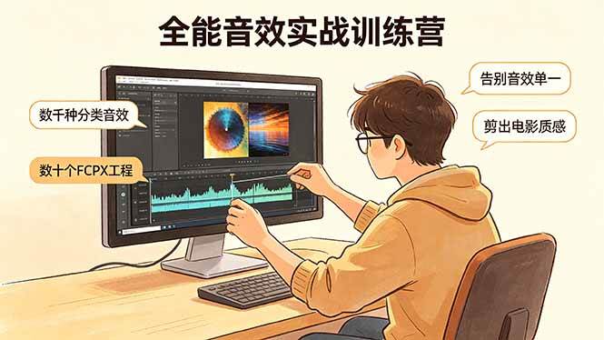 全能音效实战训练营：数千种分类音效+数十个FCPX工程，告别音效单一，剪出电影质感