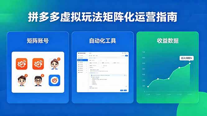 闭眼可复制的拼多多虚拟玩法，矩阵化运营，长期稳定日入 1000+