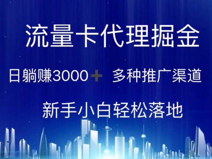流量卡代理掘金 日躺赚3000+ 多种推广渠道 新手小白轻松落地