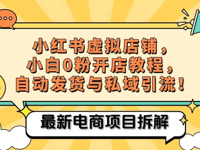 小红书电商，小白虚拟类目店铺教程，被动收益+私域引流