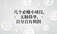 11个必赚小项目，无脑简单，百分百有利润，副业首选，日入200+