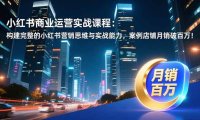 小红书商业运营实战课程：构建完整的小红书营销思维与实战能力，案例店铺月销破百万！