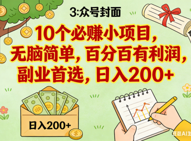8个必赚小项目，无脑简单，百分百有利润，副业首选，日入200+