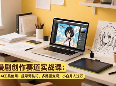AI漫剧创作赛道实战课：Sora2 AI工具使用、提示词技巧、多路径变现，小白月入过万