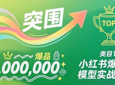 小红书爆品模型实战营，从新品突围到成为类目TOP，可复制路径，打造多个营收百万级爆品