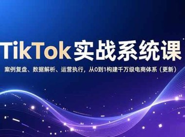 TikTok实战系统课，案例复盘、数据解析、运营执行，从0到1构建千万级电商体系