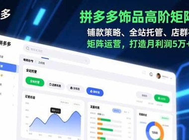 拼多多饰品高阶矩阵课，铺款策略、全站托管、店群布局，矩阵运营，打造月利润5万+店铺