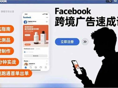 Facebook跨境广告速成课，避坑指南、百元测品、素材制作，30分钟实战，快速跑通首单出单