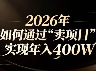 2026年如何通过“卖项目”实现年入百万