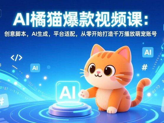AI橘猫爆款视频课：创意脚本，AI生成，平台适配，从零开始打造千万播放萌宠账号