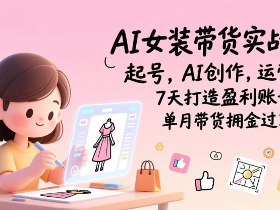 AI女装带货实战班：起号，AI创作，运营，7天打造盈利账号，单月带货佣金过万