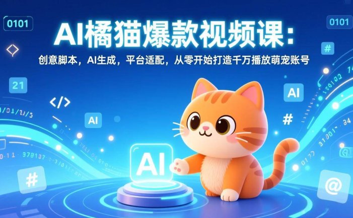 AI橘猫爆款视频课：创意脚本，AI生成，平台适配，从零开始打造千万播放萌宠账号