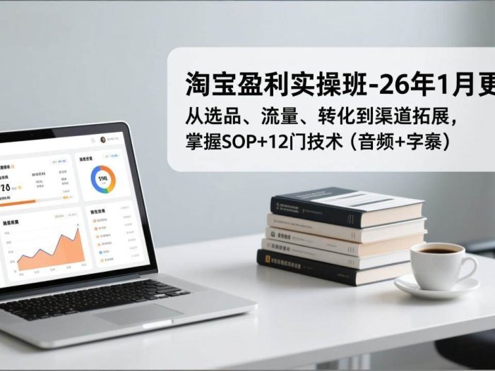 淘宝盈利实操班-26年1月更新，从选品、流量、转化到渠道拓展，掌握SOP+12门技术