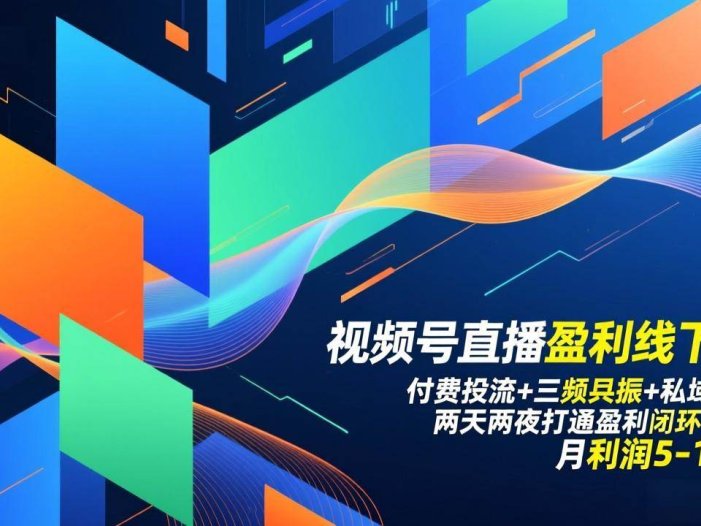 视频号直播盈利线下课：付费投流+三频共振+私域升单，两天两夜打通盈利闭环，月利润5-15万