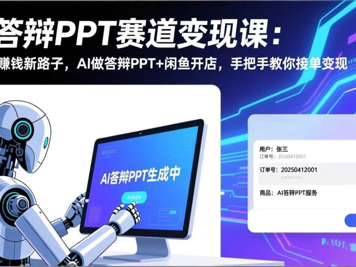 AI答辩PPT赛道变现课：毕业季赚钱新路子，AI做答辩PPT+闲鱼开店，手把手教你接单变现