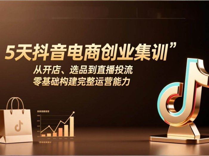 5天抖音电商创业集训：从开店、选品到直播投流，零基础构建完整运营能力