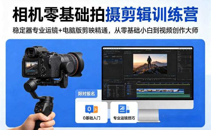 相机零基础拍摄剪辑训练营：稳定器专业运镜+电脑版剪映精通，从零基础小白到视频创作大师