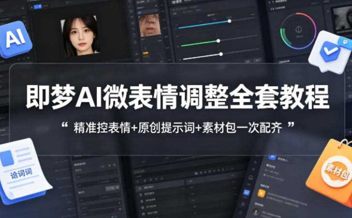即梦AI微表情调整全套教程，精准控表情+原创提示词+素材包一次配齐
