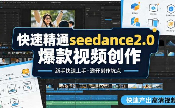 快速精通seedance2.0爆款视频创作，快速产出高清视频，避开大量创作坑点，新手也能快速上手