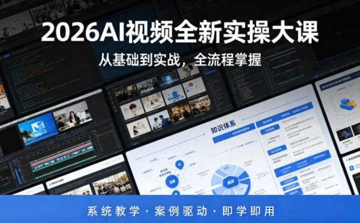 2026AI视频全新实操大课，从基础到实战，全流程掌握，系统教学·案例驱动·即学即用