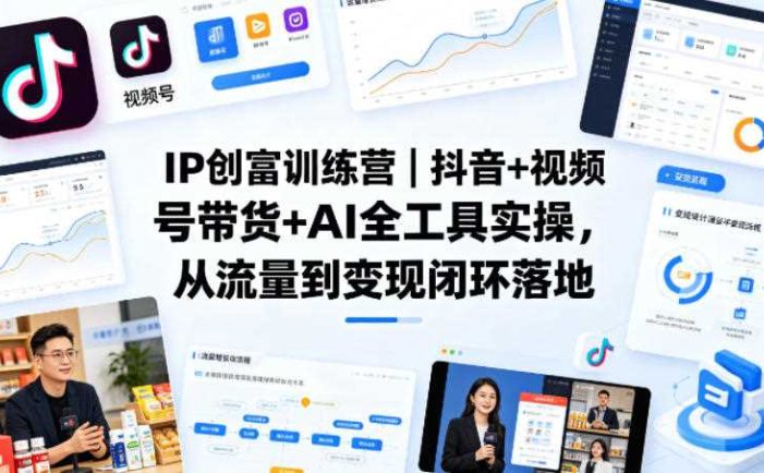 IP创富训练营｜抖音+视频号带货+AI全工具实操，从流量到变现闭环落地
