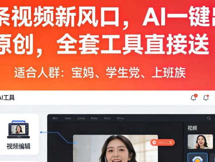 头条视频新风口，AI一键出原创，全套工具直接送，人人可做，有手就行【揭秘】