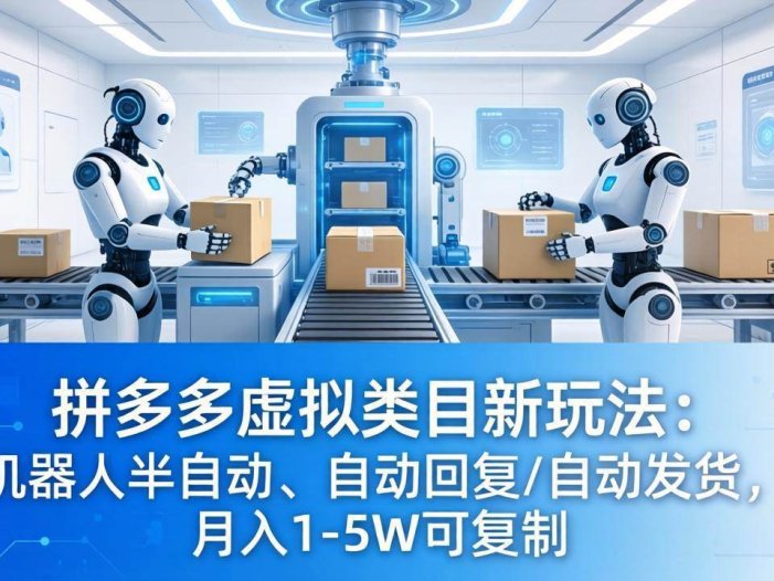 拼多多虚拟类目新玩法：机器人半自动、自动回复 /自动发货，月入 1-5W 可复制