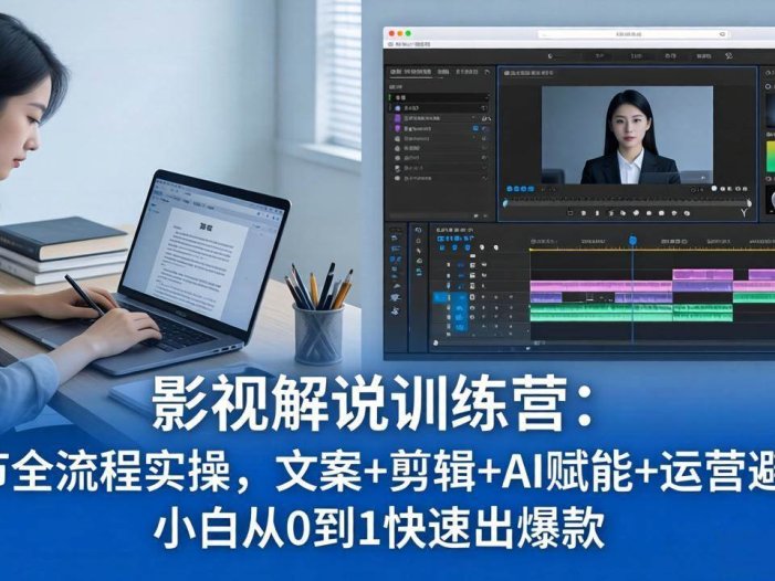 影视解说特训营：46节全流程实操，文案+剪辑+AI赋能+运营避坑，小白从0到1快速出爆款