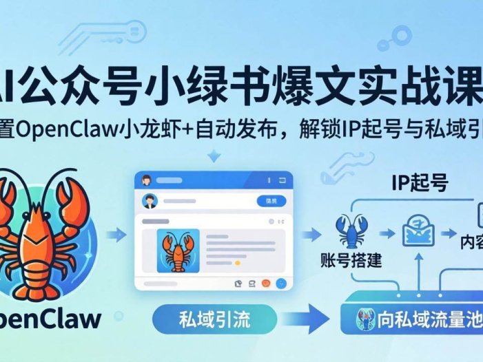 AI公众号小绿书变现实战课：小绿书爆文写作+OpenClaw自动发布，解锁IP起号与私域引流
