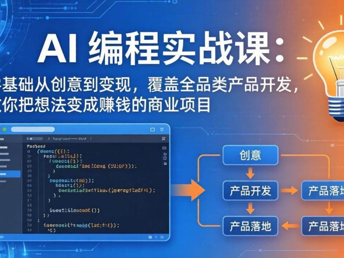 AI编程实战课-第三期-4月20更新：零基础从创意到变现，覆盖全品类产品开发，把想法变成赚钱项目